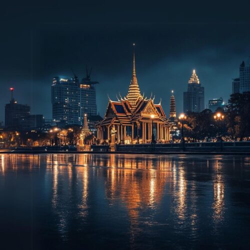 Temple in Bangkok during night